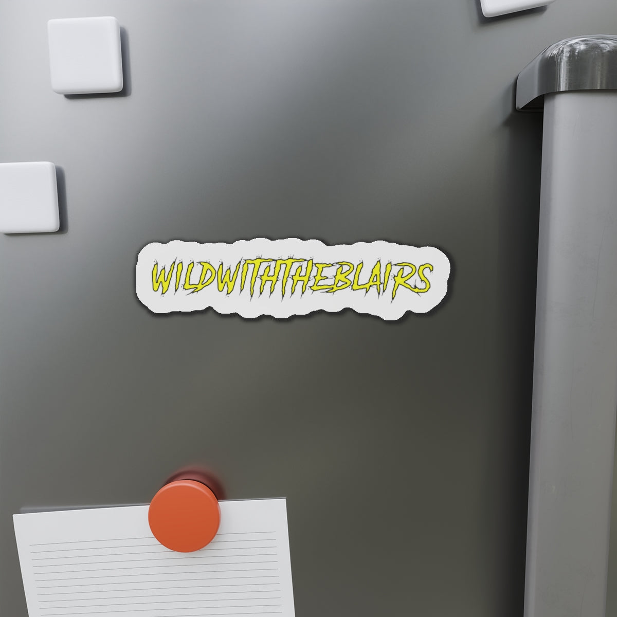 Die-Cut Magnet — "WILDWITHTHEBLAIRS" Yellow Graffiti Fridge Sticker
