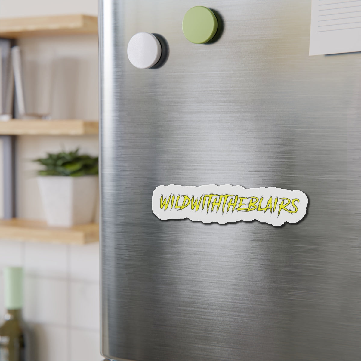 Die-Cut Magnet — "WILDWITHTHEBLAIRS" Yellow Graffiti Fridge Sticker