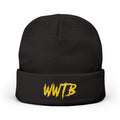 WWTB Embroidered Knit Beanie – Bold Yellow Streetwear Cuffed Hat